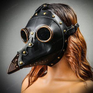 Plague Doctor Masquerade Bird Nose Beak Mask Black